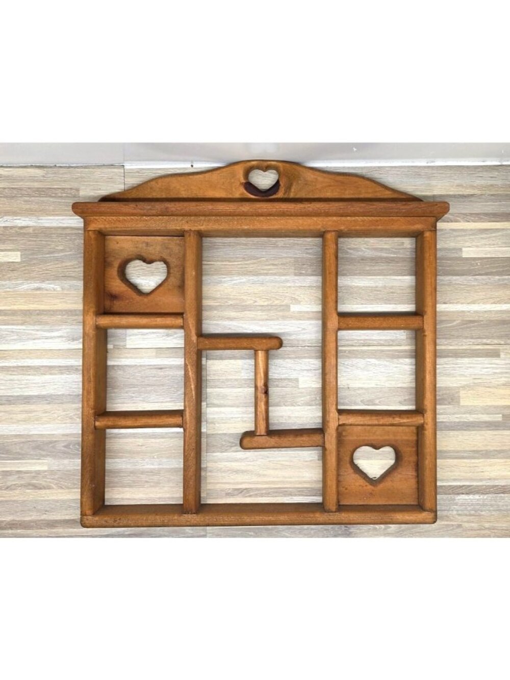 Large Vintage Wood Country Wall Heart Trinket Shelf Cottage Core Decor 21" x 20"